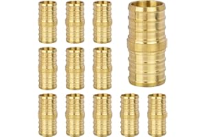 JUWO 3/4" PEX Coupling, PEX Fitting for Plumbing Repairs, Sturdy and Enduring Brass Crimp Fitting (12 Pack)