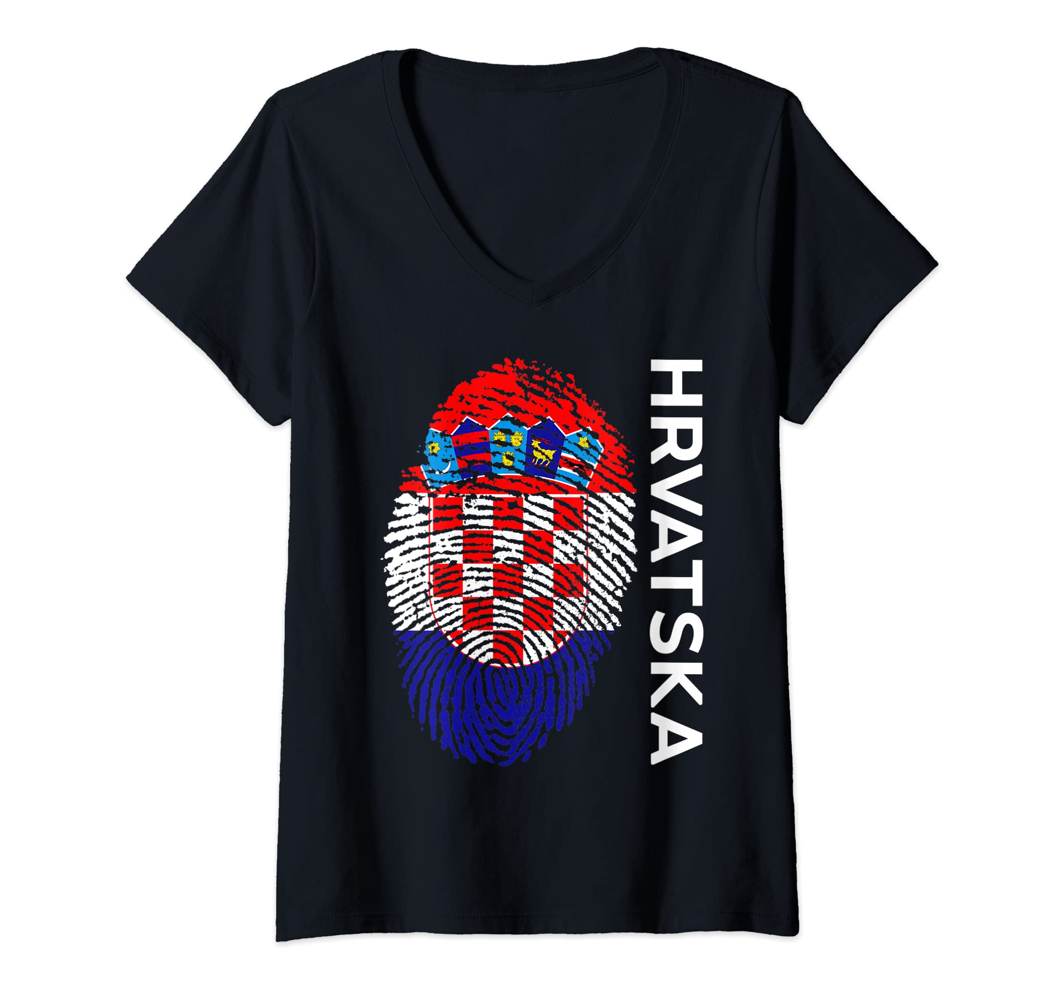 Womens Croatia Hrvatska Flag V-Neck T-Shirt
