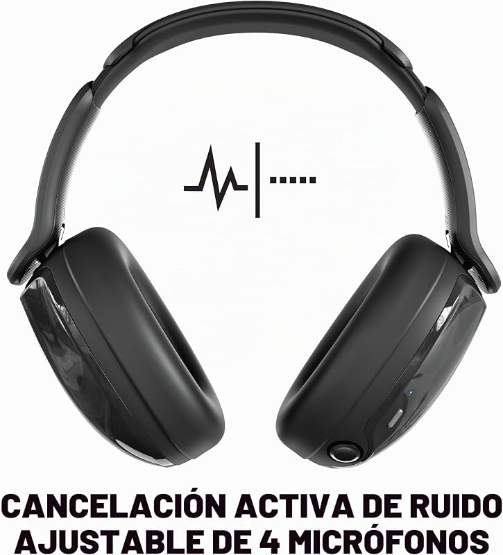 Hesh 540 ANC Cascos Bluetooth Circumaurales Inalámbricos, THX® Spatial Audio, Cancelación Activa de Ruido, Sonido Personalizado, 65 H de Autonomía, Micrófono, para iPhone Android - Negro