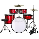 NUOSHENG Kids Drum Set, 5 Piece 16in Junior Beginner Drum Kit for Toddlers 2-9 Years Old, Youth Full Drum Set with Adjustable Throne, Cymbal, Hi-Hat, Pedal &amp; Drumsticks, Complete Starter Musical