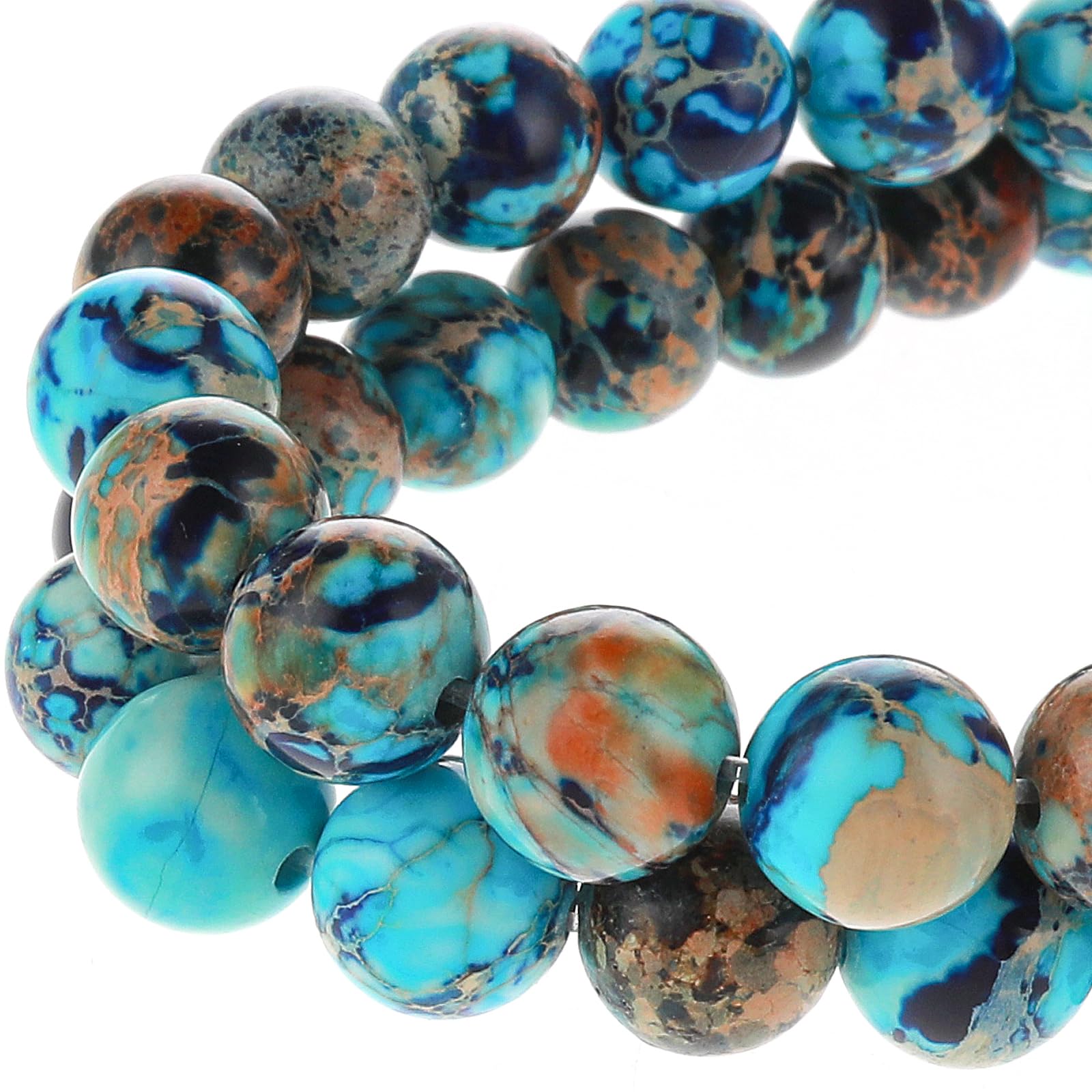 Yolev 47 Pcs Jasper Beads Imperial Sea Sediment Natural Gemstone 8MM Colorful Round Stone Beads for Jewelry Making (Multicolor)