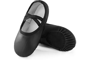 TIEJIAN PU Ballet Shoes for Girls - Dance Practice Slippers for Girls, No-Tie Sole Yoga Shoes(Toddler/Little Kid/Big Kid)