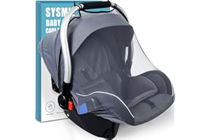 SYSMIE Mosquito Net for Baby Car Seats, Infant Stroller and Bassinets, Infant Car Seat Insect Mesh Net,Breathable,Easy Fitting, Portable Durable & Long Lasting Insect Netting (Gray)…