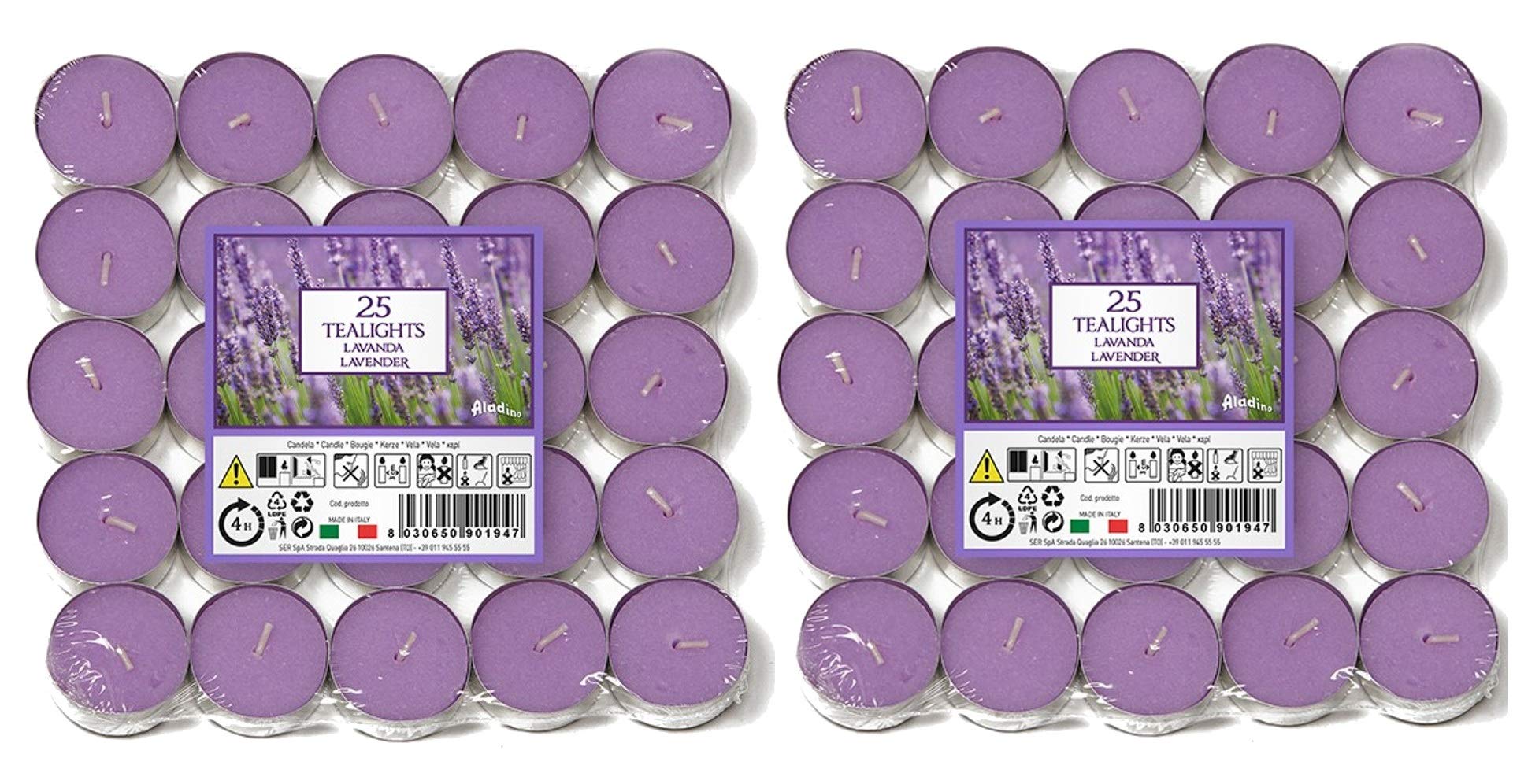 Price's Candles - Aladino Lavender Scented Tea Lights 50 Pack - 021937D