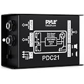Premium Direct Injection Audio Box - Passive DI Unit Hum Eliminator w/Input Attenuator to Connect Guitar &amp; Bass, 1/4'' Impedance Transformer Connector to Balanced &amp; Unbalanced XLR, Black - Pyle PDC21