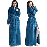 Oksun Womens Plush Fleece Long Robe: Flannel Warm Bathrobe - Full Length Winter Housecoat - Soft Cozy Nightgown Sleepwear
