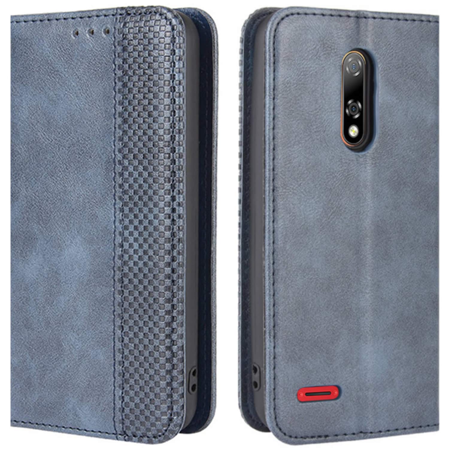 HualuBro Ulefone Note 8P Case, Ulefone Note 8 Case, Retro PU Leather Magnetic Full Body Shockproof Stand Flip Wallet Case Cover with Card Holder for Ulefone Note 8P Phone Case (Blue)