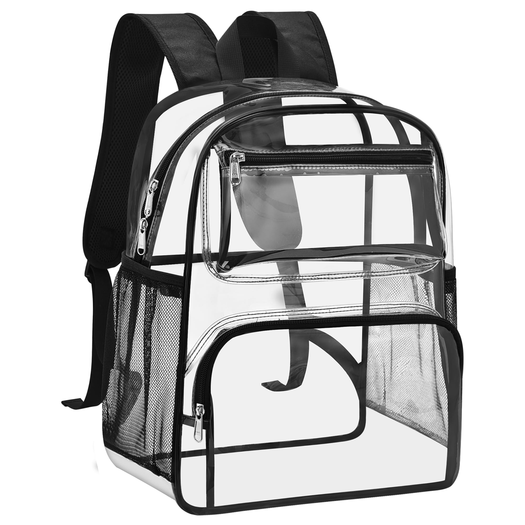 Photo 1 of MAY TREE Clear Backpack Heavy Duty Transparent Bookbag with Reinforced Padded Strap for School and Work, Black-Large