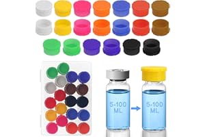 EGNGY 20 Pack 5-100ml Glass Vials Protective Vial Caps, Leak-Proof Dust-Resistant Lids Cover for Flip Off Caps 5-100ml Vials for Injection, Easy to Clean and Reusable, 10 Assorted Colors
