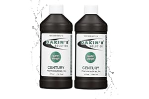 Dakin's Solution Quarter-Strength 0.125% Sodium Hypochlorite Wound Cleanser for Acute and Chronic Wounds, Non-cytotoxic Antimicrobial No-Rinse Gentle Formula, Home or Clinical Use, 2-Pack 16 oz
