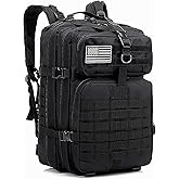 TELOSPORTS 45L Tactical Backpack Military Tactical Bag Pack Army Molle Survival Bags Backpacks (black)