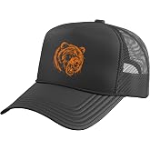 Angry Grizzly Bear Orange Trucker Hat with Adjustable Mesh Back