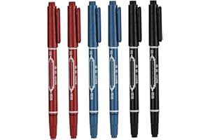 Tattoo Markers for Skin 6PCS - 5.4" Double-Headed Henna Pen with Thick Fine Tip Portable Skin Markers Red Black Blue