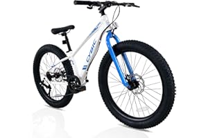 CYBIC Fat Tire Mountain Bike 24/26 inch Wheels, 7/21 Speeds, with High Carbon Steel Frame, Double Disc Brake Fat Tire Bike