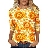 Día De Los Muertos Shirts for Women 2025 Mexican Day of Dead T-Shirts Skull Skeleton Print 3/4 Sleeve Tops Sweatshirt
