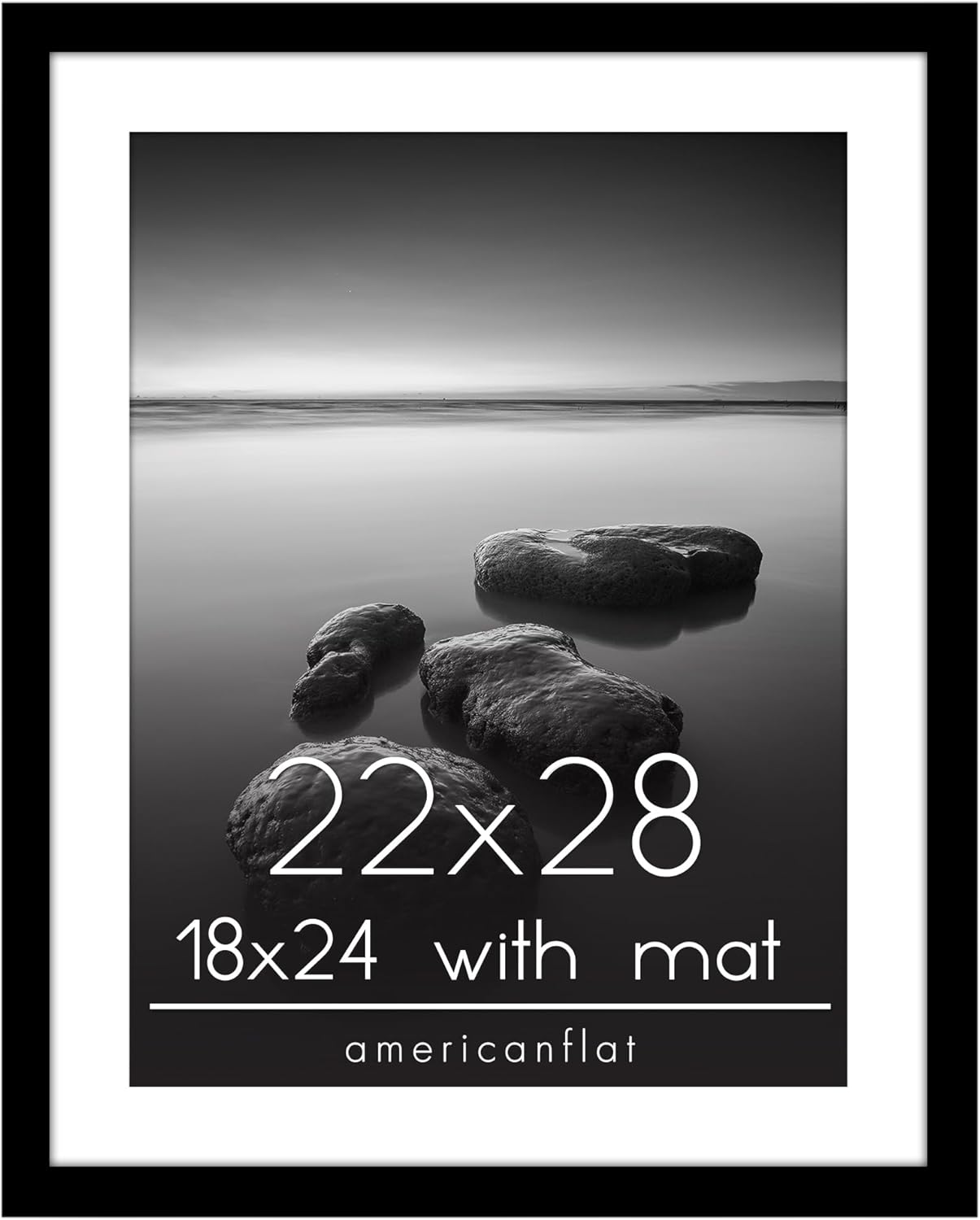 Photo Albums, Frames & Accessories - Americanflat 18x24 Poster Frame with Mat or 22x28 Poster Frame Without Mat in Black Engineered Wood with Plexiglass Cover and Included Hanging Hardware for Horizontal and Vertical Formats for Wall