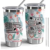 CWEGSJ Bowling Gift Bowling 20oz Tumbler with Lid and Straw Bowling Coach Gifts Bowling Lover Gift Eat Sleep Bowl Repeat Travel Cup Bowling Team Gifts (Tum-Eat Sleep Bowl)