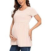 Jezero Women's Maternity Tops Short & Long Sleeve Side Ruching Round Neck Shirts