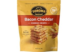 Sonoma Creamery - Cheese Crisps, Bacon Cheddar, 10 Oz (1 Count) | Savory Snack | High Protein | Low Carb | Gluten Free| Keto-Friendly