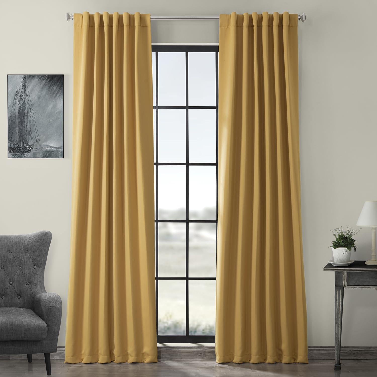 HPD Half Price Drapes Room Darkening Curtains 84 Inches Long for Bedroom & Living Room (1 Panel), 50 X 84, Marigold — image 1