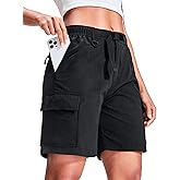 Haimont Women's 7 Inch Hiking Cargo Shorts with Belts Elastic Waist Nylon Quick Dry Water Resistant Camping Travel Trekking