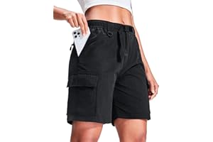 Haimont Women's 7 Inch Hiking Cargo Shorts with Belts Elastic Waist Nylon Quick Dry Water Resistant Camping Travel Trekking
