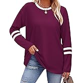 Sampeel Long Sleeve Shirts for Women Color Block Casual Tops Fall Outfits 2026 Basic Tees Trendy Spring Clothes