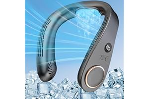 FWV Neck Fan Air Conditioner-5500mAh Portable Neck Fans that Blow Cold Air, Personal Small Bladeless Neck Ac Fan, Best USB Rechargeable Battery Operated Metal Cooling Plate Neck Cooler for Women Men