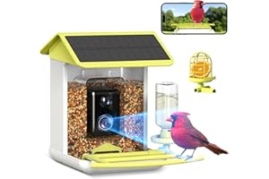 BROAIMX Smart Bird Feeder with Camera, Free AI Forever for 11,000+ Bird Species, 64G TF Card & 1080P HD, Solar-Powered Wireless Outdoor Bird Feeder, App Alerts & Two-Way Audio for Garden Bird Watching
