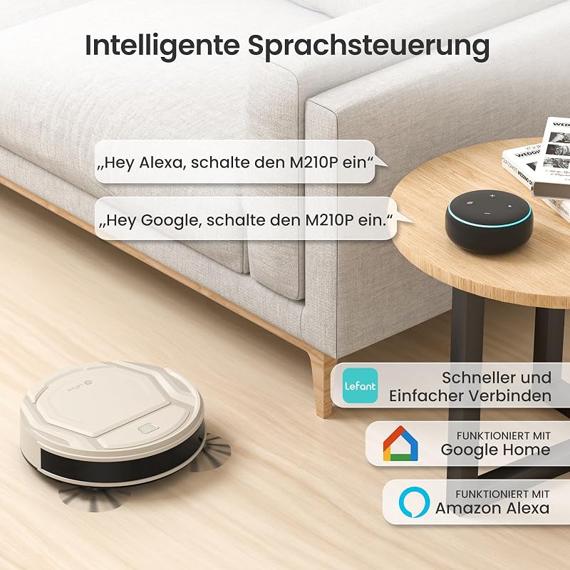 M210P Staubsauger Roboter,6 Reinigungsmodi,Größe 28 cm,Champagne