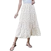 Allegra K Summer Floral Midi Skirt for Women Boho Elastic High Waist Flowy A Line Skirts Trendy 2026