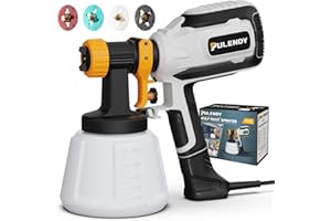 PULENDY Paint Sprayer, 700W HVLP Spray Gun with Cleaning & Blowing Joints, 4 Nozzle Sizes & 3 Spray Patterns, Easy to Clean, for Furniture, Cabinets, Fences, Walls, Doors, DIY Projects, etc. PL42