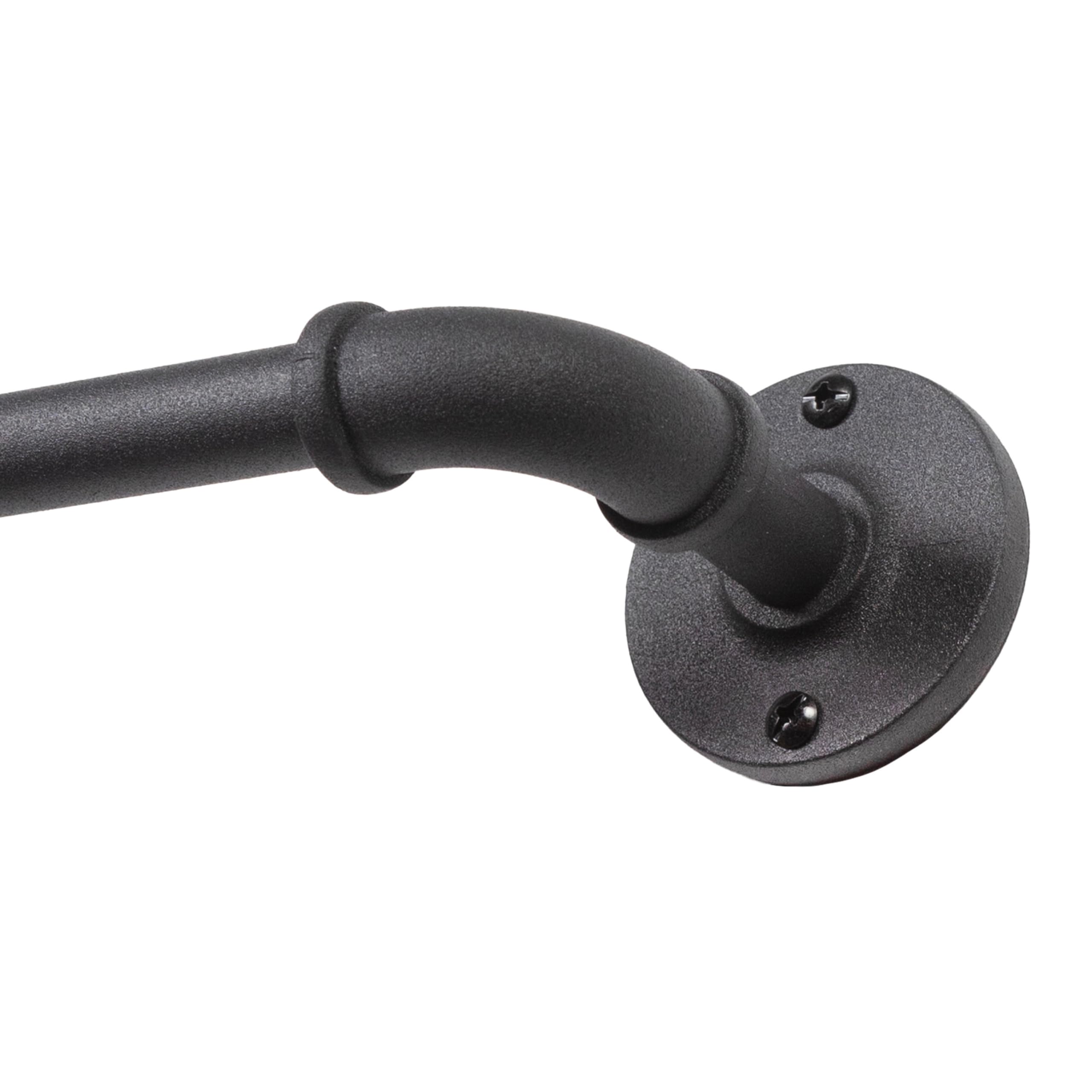Photo 1 of Kenney Adler Indoor/Outdoor Black Curtain Rod, Adjustable Curtain Rod for Windows 28 to 48 Inches, Outdoor Curtain Rod for Patio, Textured Pipe Industrial Curtain Rod