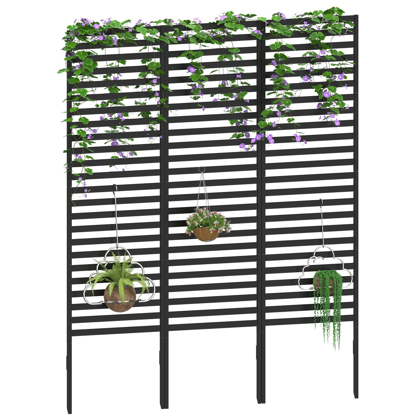 Photo 1 of CADUKE Black Metal Outdoor Privacy Screen, Decorative Privacy Fence for Yard, Patio - Outdoor Divider, Garden Fence, Air Conditioner Fence, 12 Panels with 6 Stakes