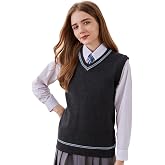 Focupaja Sweater Vest Knit V-Neck Sleeveless Pullover Halloween Cosplay Costumes Cardigan Vest Waistcoat Unisex Fall Winter