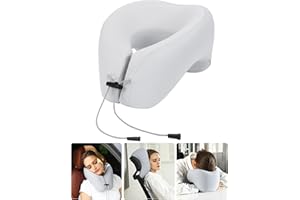 jiaao Neck Pillow Airplane with 360-Degree Head Support, Memory Foam 2-in-1 Travel Pillow, Portable Adjustable Neck Pillow for Airplane, Car, Train, Bus Trip and Home Use-Grey