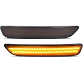 HECASA Front LED Side Marker Light Compatible with 2010-2014 Ford Mustang Base GT Shelby GT500 Boss 302 Replacement for FO2551144 FO2550144 AR3Z15A201A AR3Z15A201B Smoke Lens Front Amber 2 Pcs