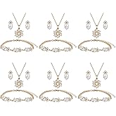 ZHUWE Bridesmaid Jewelry Set for Wedding 18K Gold or Rose Gold or Silver Plated Copper with Clean Cubic Zirconia Necklace Earring Bracelet Set for Women Gift