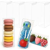VGOODALL Clear Boxes for Treats, 2 x 2 x 6 inches Transparent Clear Favor Boxes for Gifts, for Macaron Strawberry Candy, 26 Pack