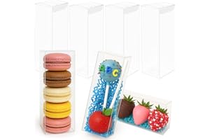 VGOODALL Clear Boxes for Treats, 2 x 2 x 6 inches Transparent Clear Favor Boxes for Gifts, for Macaron Strawberry Candy, 26 Pack