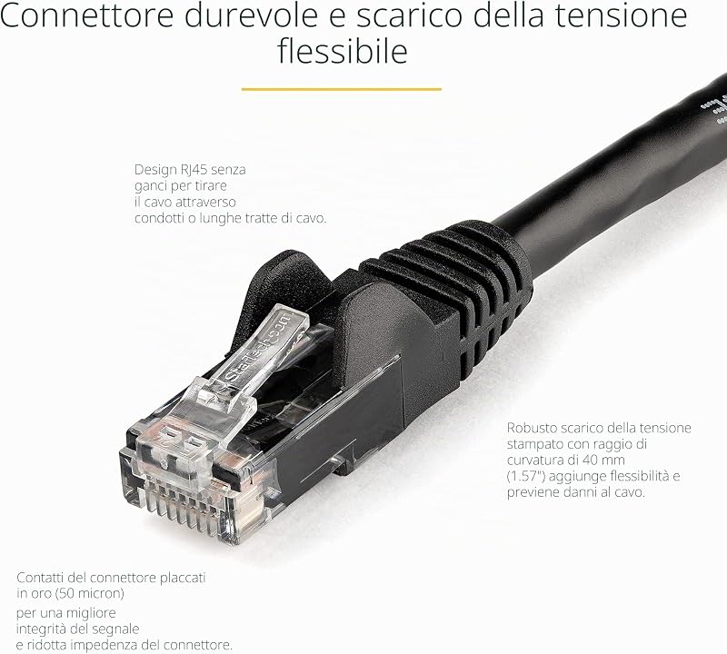 Cavo Ethernet Cat6 2m Antigroviglio 100W PoE Nero (N6PATC2MBK)
