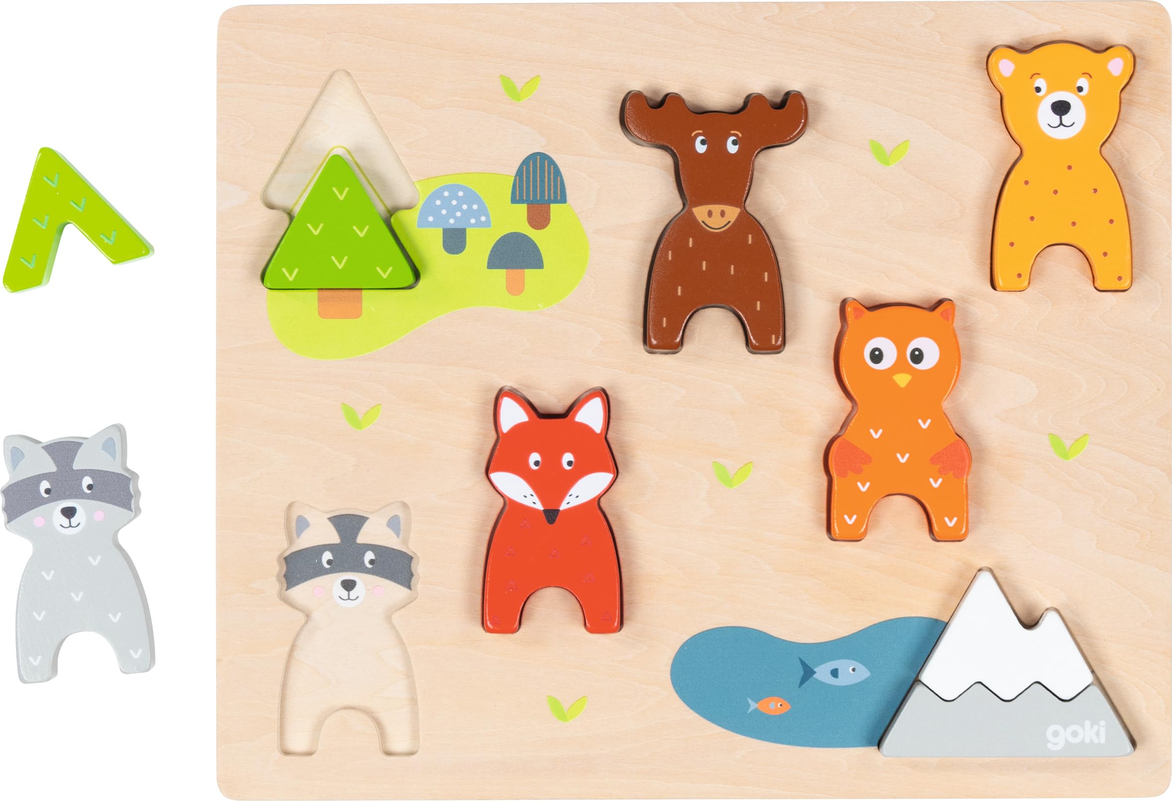 Goki - Lace Wild Animals Floor Puzzles, Multicoloured (57364)