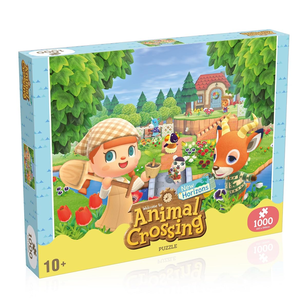 Winning Moves Animal Crossing New Horizon 1000 Piece Jigsaw Puzzle Game, Piece together some classic Animal Crossing characters including Beau, Pekoe and Vesta, gift for Nintendo fans aged 10 plus