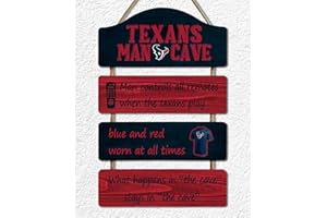 ROMAWALL Football Fans Wooden Sign Hanging Wood Man Cave Plaque for Husband Boys,Red Black Design Art Wall Decor, Rustic Printed Sign for Home Living Room Bedroom