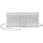 DTGN Evening Bags Clutch Purses for Women Formal, Sequin Rhinestone Handbags Sparkly Stylish for Disco Wedding Guest Party Silver
