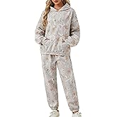 TERIVEEK Camo Sweatsuits for Women 2 Piece Outfits Maple Leaf Print Hoodie Sweat Sets Pants Camouflage Tracksuits Lounge sets