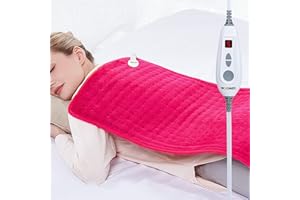 [5 Year Warranty] WOOMER Electric Heating Pad for Back Pain & Cramps Relief, 17"x33" Extra Large, Heat Pad with Multi-Color Option, Moist Heat Therapy Feature, Auto Shut-Off, Power Cords Storage Belt