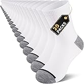 LITERRA 20 Pairs Boys Crew Socks, Athletic School Socks for Kids 4-6/6-8/8-10/10-12 Years, Thin & Breathable Bulk Pack