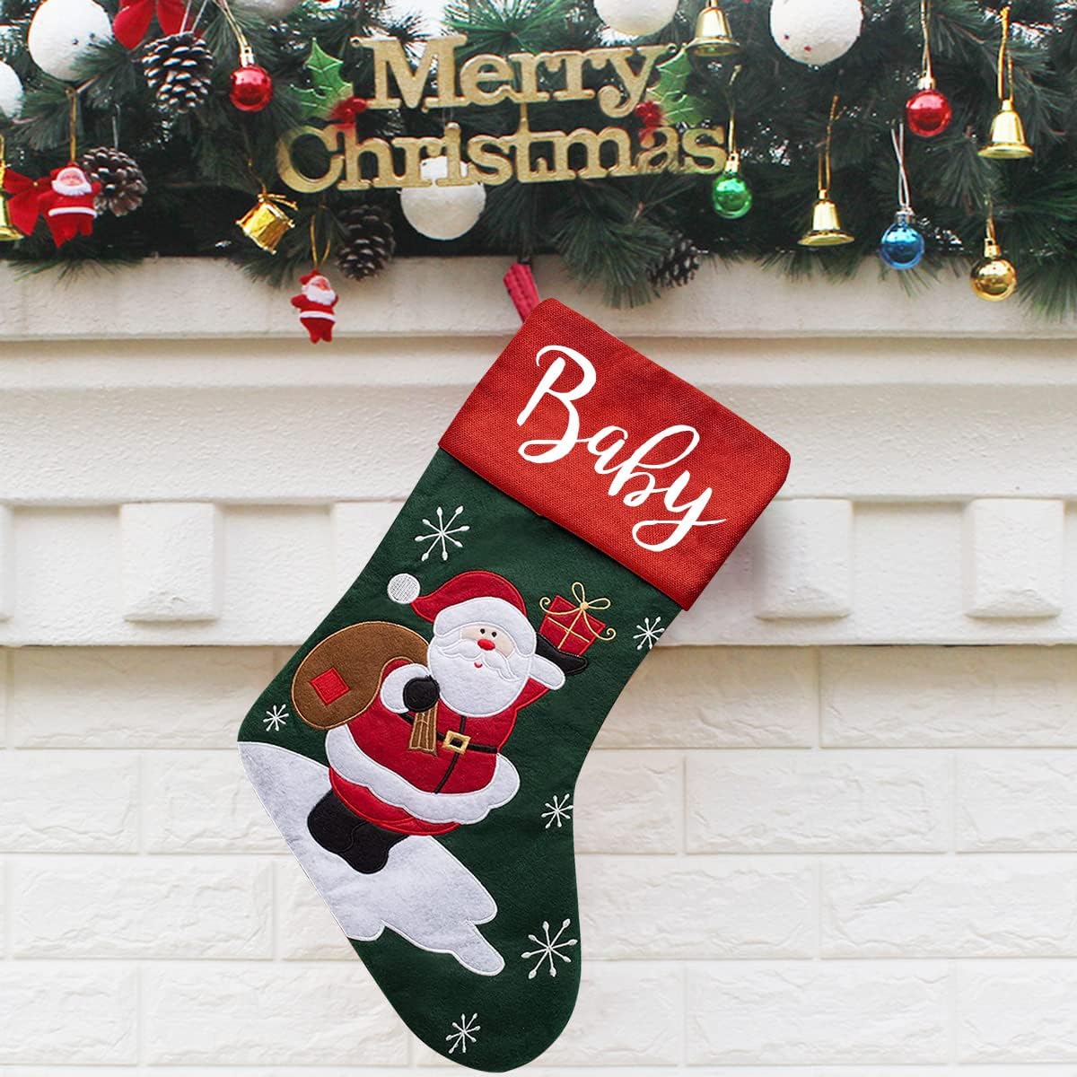 Stockings & Holders - Novgarden Personalized Christmas Stockings, Custom Name Christmas Stocking with 3D Snowman/Elk/Santa Claus Doll, 18