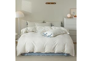 AOJIM Blue Printed Bedding Duvet Cover King Size, 100% Cotton Comforter Cover Set 3pcs for Room Decor, 1 Soft Duvet Cover 104x90'' with Zipper Closure and 2 Pillowcases with Bowknot, Machine Washable